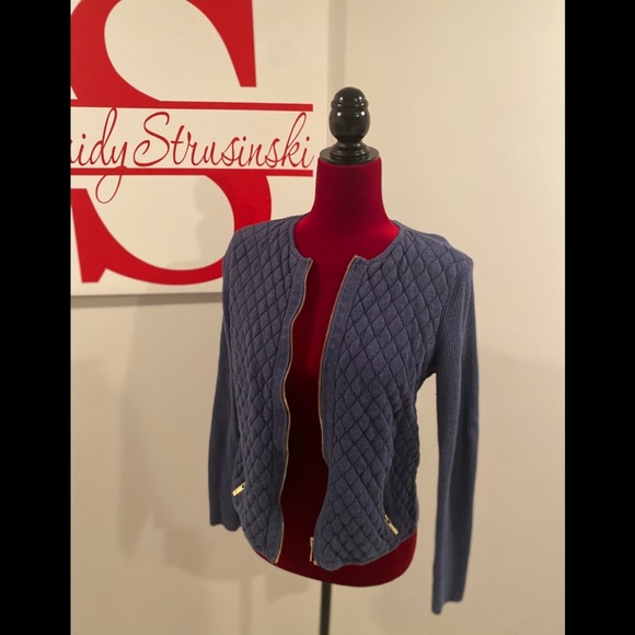 Charter Club ribbed zip up blue jacket/size MP - Picture 8 of 8